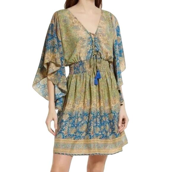 Raga Jai Paisley Print Bell Sleeve Dress Size XS New with Tag MSRP $170 - Picture 4 of 12